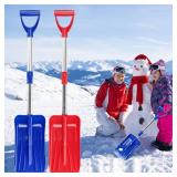 FACTORY SEALED - GEAVESS Kids Snow Shovel with Adjustable D-Grip Handle, Portable Lightweight Snow Shovel for Kids, Detachable Plastic Kids Shovels for Garden Outdoor Home Yard Activities (Blue and Re