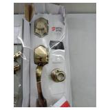 Kwikset Belleview Front Door Lock Handle and Deadbolt Set, Entry Handleset Exterior with Interior Door Knob, Antique Brass, Pick Resistant SmartKey Rekey Deadbolt Security