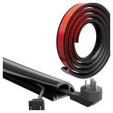10ft Floor Cord Cover with Side-Open Design  Self-Adhesive Silicone Cable Protector, Flexible Cord Hider for Wires on Floor, Home/Office Safety Cover for Extension Cords & Power Cables (Black)