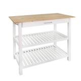 FACTORY SEALED - Casual Home Solid Wood Kitchen Island, Natural Maple Top, White Base (New) 40*20*36.5inch  - Retail: $180