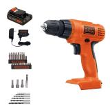 BLACK+DECKER 20V MAX POWERCONNECT Power Drill Cordless Drill Driver Electric Screwdriver with 30 Piece Bit Set and Drivers Kit, Charger Included (LD120VA) (Missing Battery)