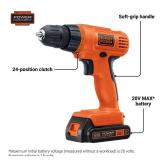 BLACK+DECKER 20V MAX POWERCONNECT Power Drill Cordless Drill Driver Electric Screwdriver with 30 Piece Bit Set and Drivers Kit, Charger Included (LD120VA) (Missing Battery)