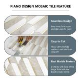 APPEARS NEW - Vamos Peel and Stick Backsplash Seamless Tile for Kitchen and Bathroom,White and Beige Slate PVC Mixed Light Gold Self Adhesive Fish Scale Metal Mosaic Tiles (10 Sheets)