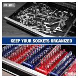 FACTORY SEALED - WORKPRO Socket Organizer Set, 8PC Socket Holder, 1/4, 3/8", 1/2" Drive Metric & SAE Socket Trays, Impact Socket Organizer for Tool Box Drawer, Socket Storage Holds 176 Pieces (Socket 