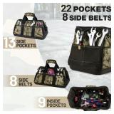 FACTORY SEALED - WORKPRO 16-Inch Wide Mouth Tool Bag, Tool Bags for Men with Adjustable Shoulder Strap, Waterproof Oxford Fabric and Sturdy Buttom