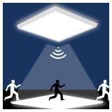 DODOPEN Motion Sensor Ceiling Light Wired, 12 Inch 5000K LED Flush Mount Ceiling Light Fixture, 2400LM Radar Motion Activated Flush Mount Wired Light Fixture for Walk-in Closet, Laundry, Porch
