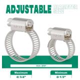 OURU 40PCS Hose Clamps Stainless Steel Adjustable 1/2 3/4"(13-19mm) Worm Gear Hose Clamp, Heavy Duty Metal Small Hose Clamps for Automotive, Pipe, Radiator Plumbing, Fuel Line (40 Clamps Included)