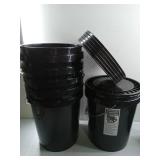 APPEARS NEW - United Solutions 5-Gallon Heavy-Duty Buckets with Snap-On Lids, 6-Pack  BPA-Free, Food-Grade Plastic, Multi-Purpose Storage for Home, DIY, and Job Sites  Black (6 Buckets & Lids Incl