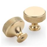 FACTORY SEALED - 9BUILD 20 Pack 1.2 Inch Brushed Gold Cabinet Knobs - Knurled Kitchen & Dresser Knobs for Cabinets and Drawers (20 Knobs & Hardware Included)
