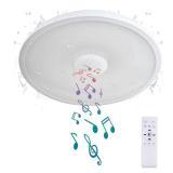ASALL Smart Waterproof LED Flush Mount Ceiling Light Fixture,with Bluetooth Speaker,11 Inch,18 watt,Dimmable Music Lamp,RGB Color Changing Light with Remote Control,for Bathroom,Shower,Bedroom (Remote