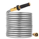 Rosy Earth 100 FT Garden Hose Expandable - 304 Stainless Steel Water Hose 100 FT - Heavy Duty Flexible Kink Free Hose, no Bite