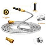Rosy Earth 100 FT Garden Hose Expandable - 304 Stainless Steel Water Hose 100 FT - Heavy Duty Flexible Kink Free Hose, no Bite