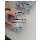 Red Co Enamelware Dinnerware  Set For 4, 16 piece, Blue Splatter