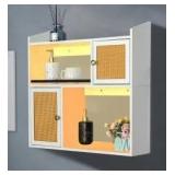 Viwods Wall Cabinet with LED Light, White
