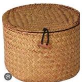 Woven Wicker Storage Basket with Lid