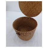 Woven Wicker Storage Basket with Lid