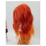 Vibrant Orange Ombre Wavy Synthetic Wig