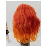 Vibrant Orange Ombre Wavy Synthetic Wig