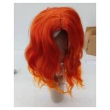 Vibrant Orange Ombre Wavy Synthetic Wig