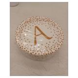 A Initial Rose Gold Confetti Paper Plates Set
