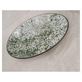 Oval Green Metal Splatterware Enamel Platter