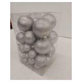 Syhood Christmas Tree Hanging Decorations, Glitter Silver, Various Sizes