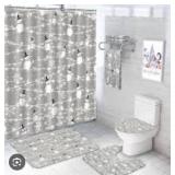 Winter Snowman Bathroom Set with Shower Curtain and Mats