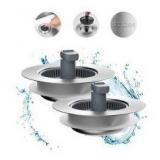 Hibbent 2 Pack 3 in 1 Kitchen Sink Drain Strainer and Stopper Combo