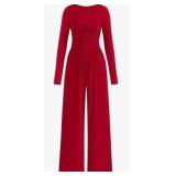 Oqq One Piece Jumpsuits for Women, Red, Small