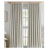 Linen Thick Full Blackout Curtains, 40x108, 2 Panels, Natural