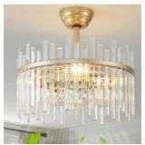 Gold Crystal Fandelier Ceiling Fan, 20"