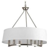 Progress Lighting P4618 Cherish 6 Light 24  Wide Drum Chandelier - Nickel- Retail: $635