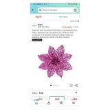 Supla 24 Pack Christmas Pink Glitter Poinsettia Flowers Picks Christmas Tree Ornaments