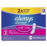 Always Discreet Bladder Leak Liners - 111 Count Pack x2 packs