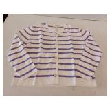 Latahuo Womens Striped Cardigan Sweater, 2XL, Purple White