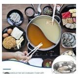Twin Divided Hot Pot Multifunctional Stainless Steel Induction Cooker Hot Pot with Divider and Lid
