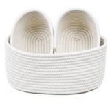 3 Pcs Cotton Rope Small Storage Baskets, White