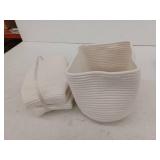 3 Pcs Cotton Rope Small Storage Baskets, White