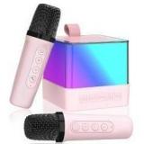 Mini Karaoke Machine with 2 Wireless Microphones, Pink
