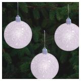4Es Novelty White Snowball Christmas Ornaments Set of 12 - Large 3.15"