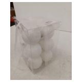 4Es Novelty White Snowball Christmas Ornaments Set of 12 - Large 3.15"