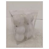 4Es Novelty White Snowball Christmas Ornaments Set of 12 - Large 3.15"