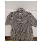 Womens Gray Hooded Robe, Medium