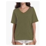 Auriviz Womens Cotton Tops Basic Short Sleeve Size Medium