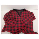 Womens Fleece Pajama Set, Red Black Plaid, 2XL