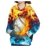 Kids XL Fire and Ice Baseball Graphic Hoodie