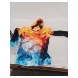 Kids XL Fire and Ice Baseball Graphic Hoodie