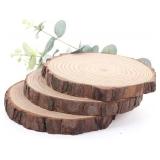 Unfinished Natural Wood Slices Wooden Circles with Tree Bark Log Discs for DIY Craft Rustic Wedding Ornaments (3PCS 4.7-5.5IN)