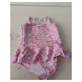 Floral Smocked Ruffle Girls Swimsuit (for 13-14 year old)