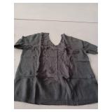 Traditional Gray V Neck Cotton Corded Sweater
